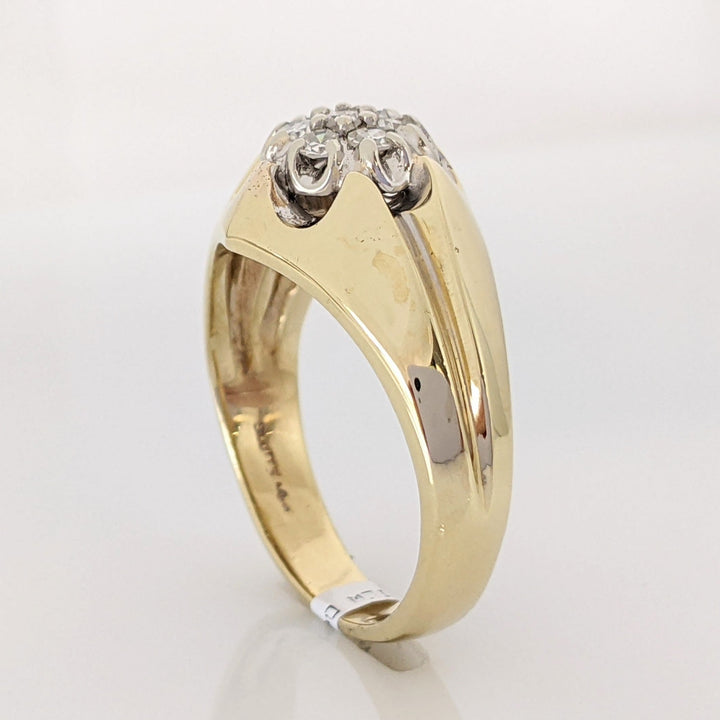 14K .21 CARAT TOTAL WEIGHT VS-SI F-G DIAMOND ROUND (7) CLUSTER ESTATE RING 7.1 GRAMS