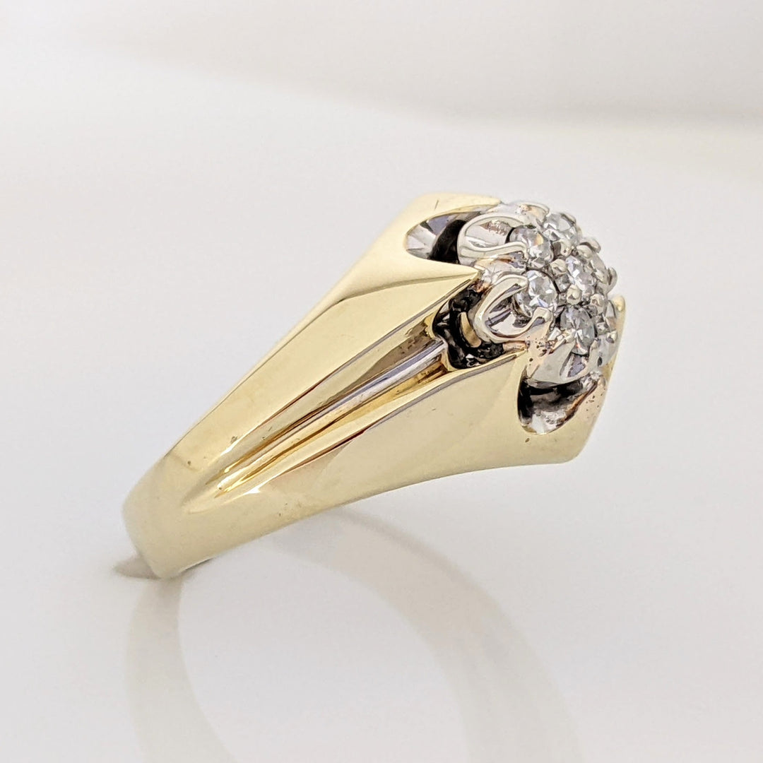 14K .21 CARAT TOTAL WEIGHT VS-SI F-G DIAMOND ROUND (7) CLUSTER ESTATE RING 7.1 GRAMS