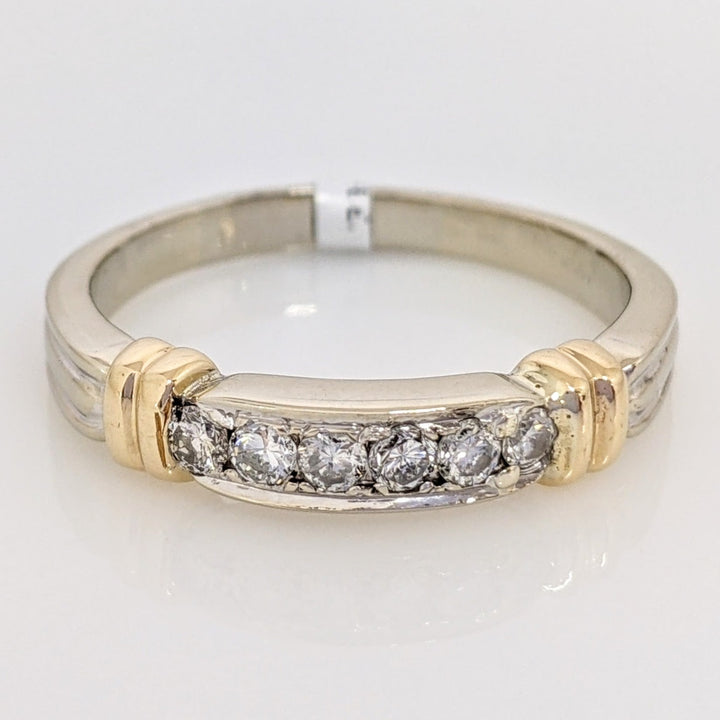 14K TWO-TONE .30 CARAT TOTAL WEIGHT SI2 H DIAMOND ROUND (6) ESTATE 5.2 GRAMS