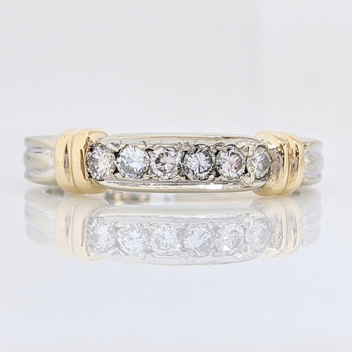 14K TWO-TONE .30 CARAT TOTAL WEIGHT SI2 H DIAMOND ROUND (6) ESTATE 5.2 GRAMS