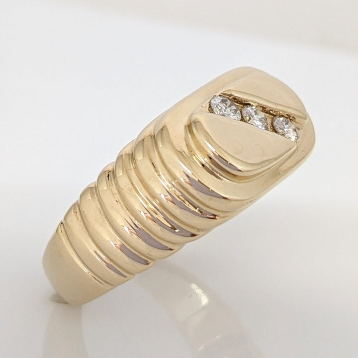 14K .25 DIAMOND TOTAL WEIGHT SI3 J-K ROUND (3) FLAT TOP ESTATE RING 7.5 GRAMS