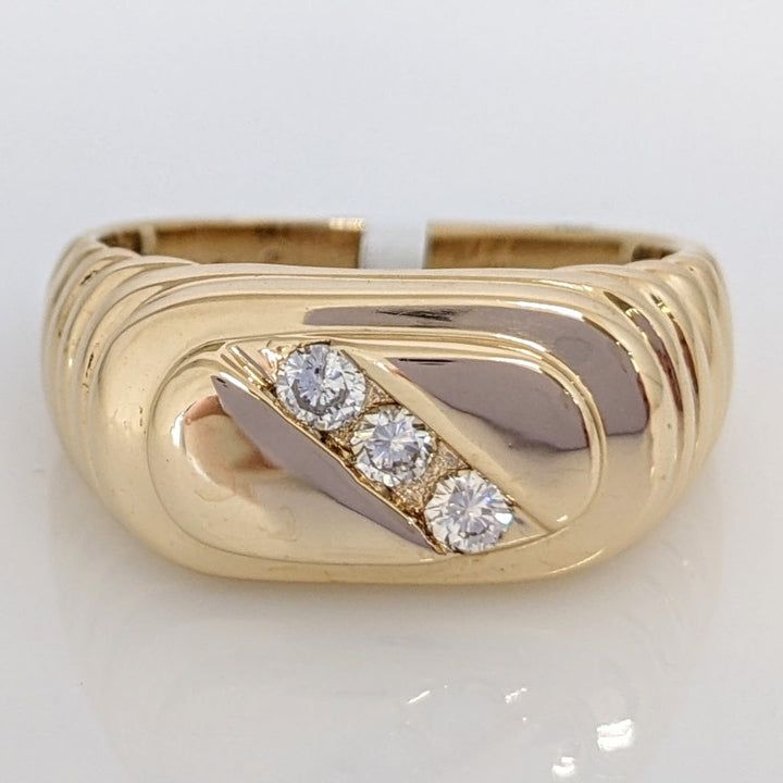 14K .25 DIAMOND TOTAL WEIGHT SI3 J-K ROUND (3) FLAT TOP ESTATE RING 7.5 GRAMS