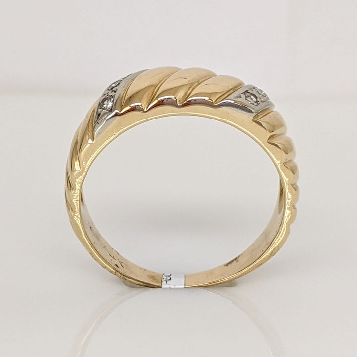 14K .15 CARAT TOTAL WEIGHT SI1 H DIAMOND ROUND (6) RIBBED ESTATE BAND 5.1 GRAMS
