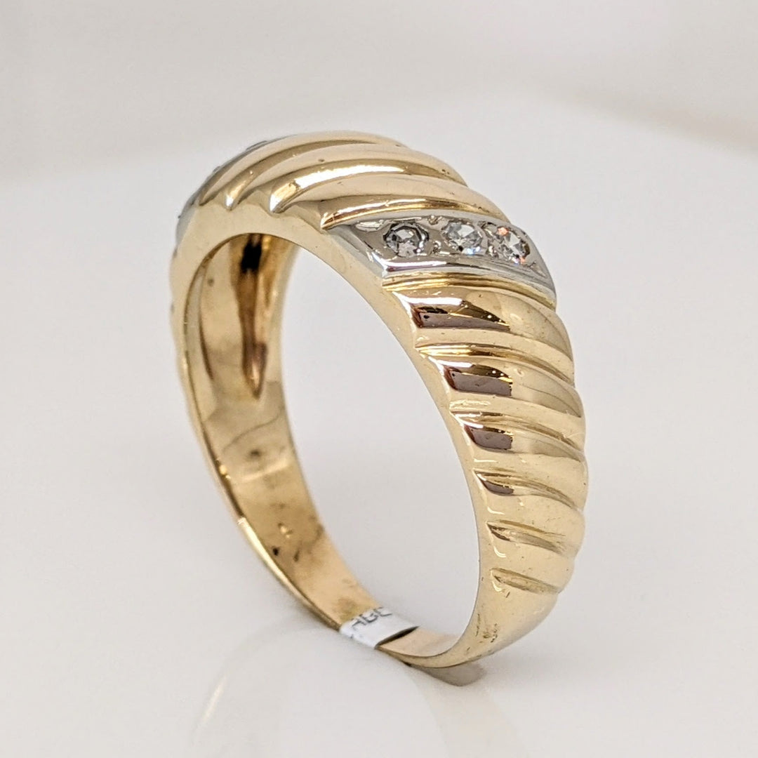 14K .15 CARAT TOTAL WEIGHT SI1 H DIAMOND ROUND (6) RIBBED ESTATE BAND 5.1 GRAMS