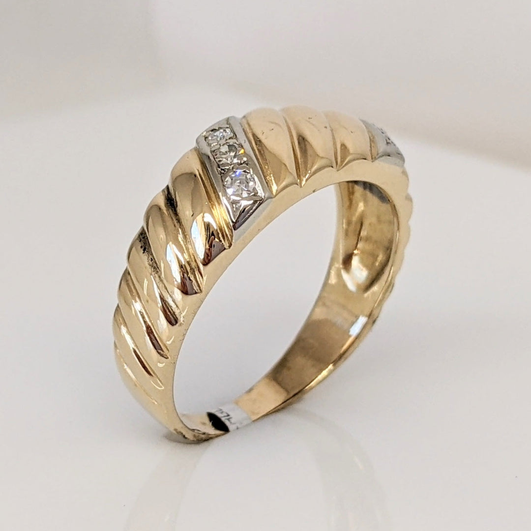 14K .15 CARAT TOTAL WEIGHT SI1 H DIAMOND ROUND (6) RIBBED ESTATE BAND 5.1 GRAMS