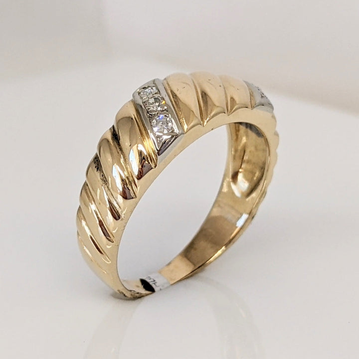 14K .15 CARAT TOTAL WEIGHT SI1 H DIAMOND ROUND (6) RIBBED ESTATE BAND 5.1 GRAMS