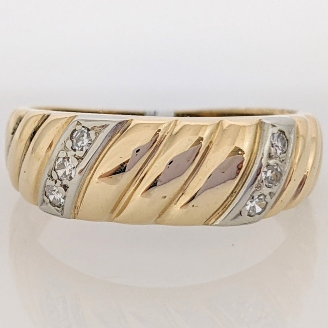14K .15 CARAT TOTAL WEIGHT SI1 H DIAMOND ROUND (6) RIBBED ESTATE BAND 5.1 GRAMS