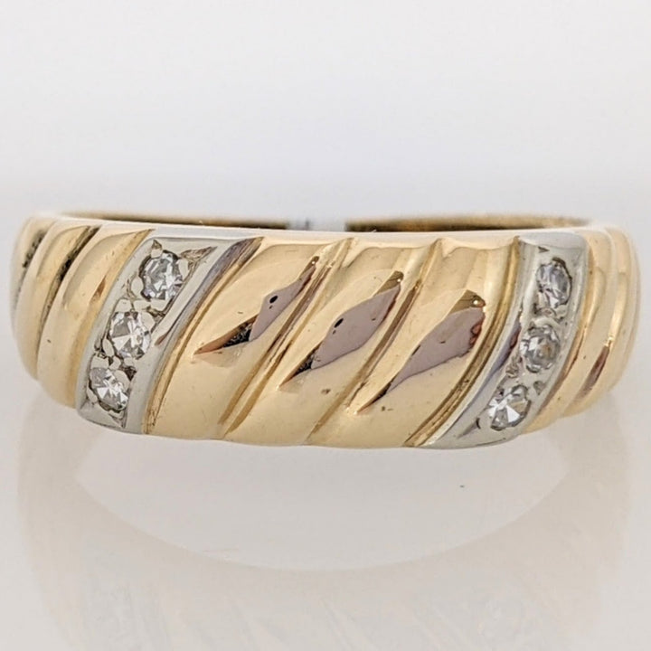 14K .15 CARAT TOTAL WEIGHT SI1 H DIAMOND ROUND (6) RIBBED ESTATE BAND 5.1 GRAMS