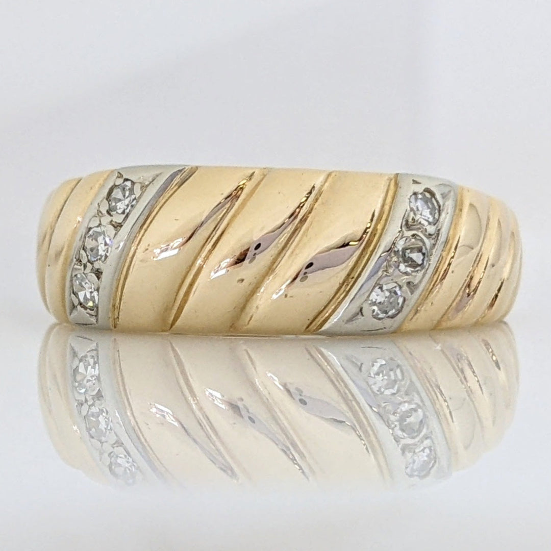 14K .15 CARAT TOTAL WEIGHT SI1 H DIAMOND ROUND (6) RIBBED ESTATE BAND 5.1 GRAMS