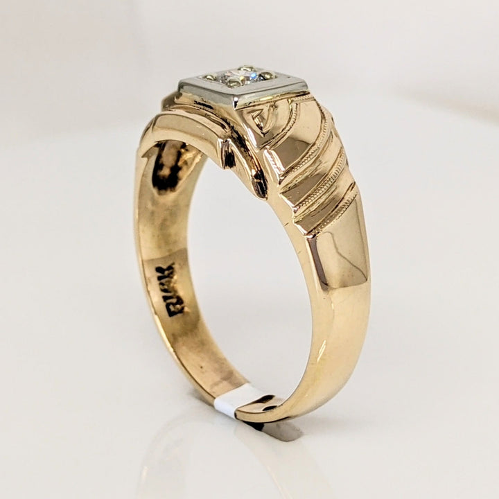 14K .16 CARAT TOTAL VVS2 G DIAMOND ROUND BOX HEAD ESTATE RING 6.0 GRAMS