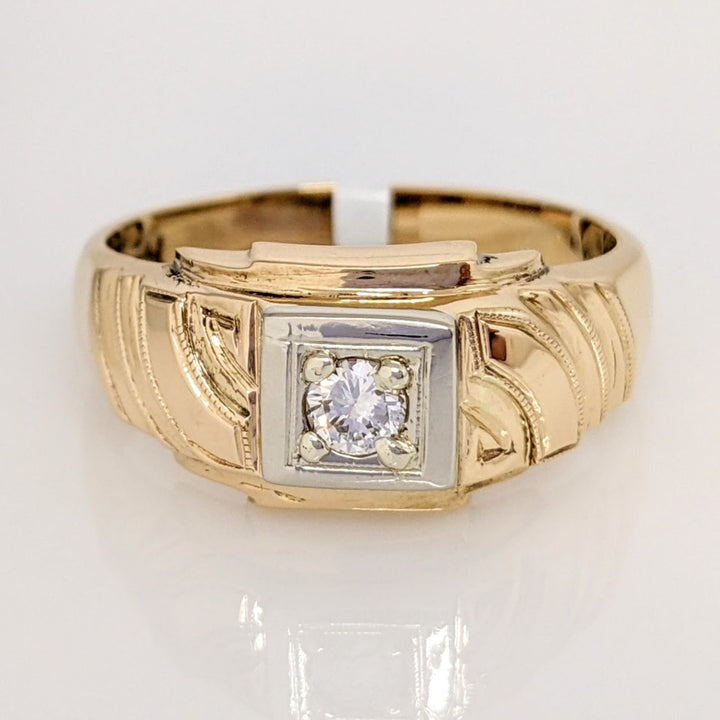 14K .16 CARAT TOTAL VVS2 G DIAMOND ROUND BOX HEAD ESTATE RING 6.0 GRAMS