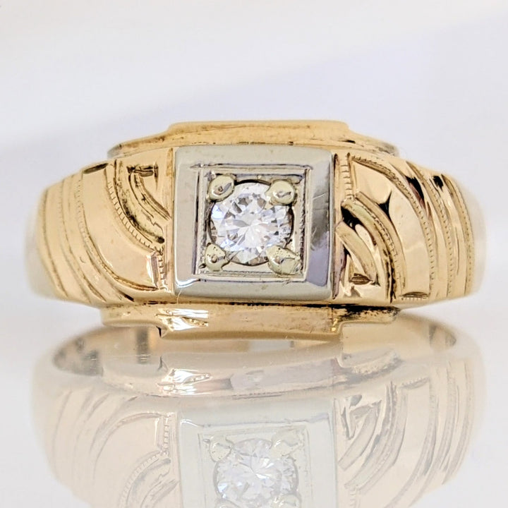 14K .16 CARAT TOTAL VVS2 G DIAMOND ROUND BOX HEAD ESTATE RING 6.0 GRAMS