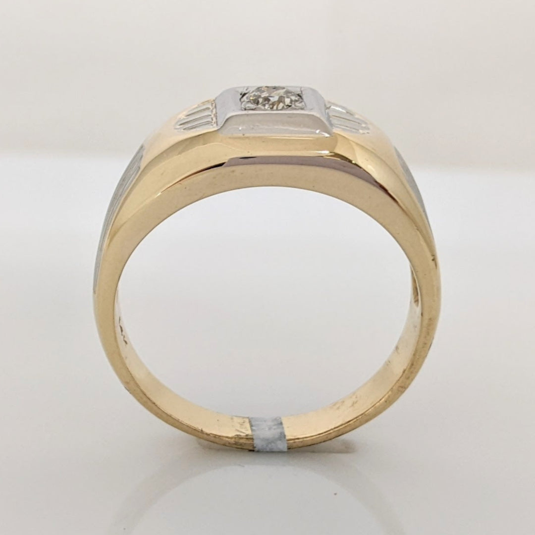 14K TWO-TONE .25 CARAT TOTAL I1 I DIAMOND ROUND SQUARE TOP ESTATE RING 6.9 GRAMS