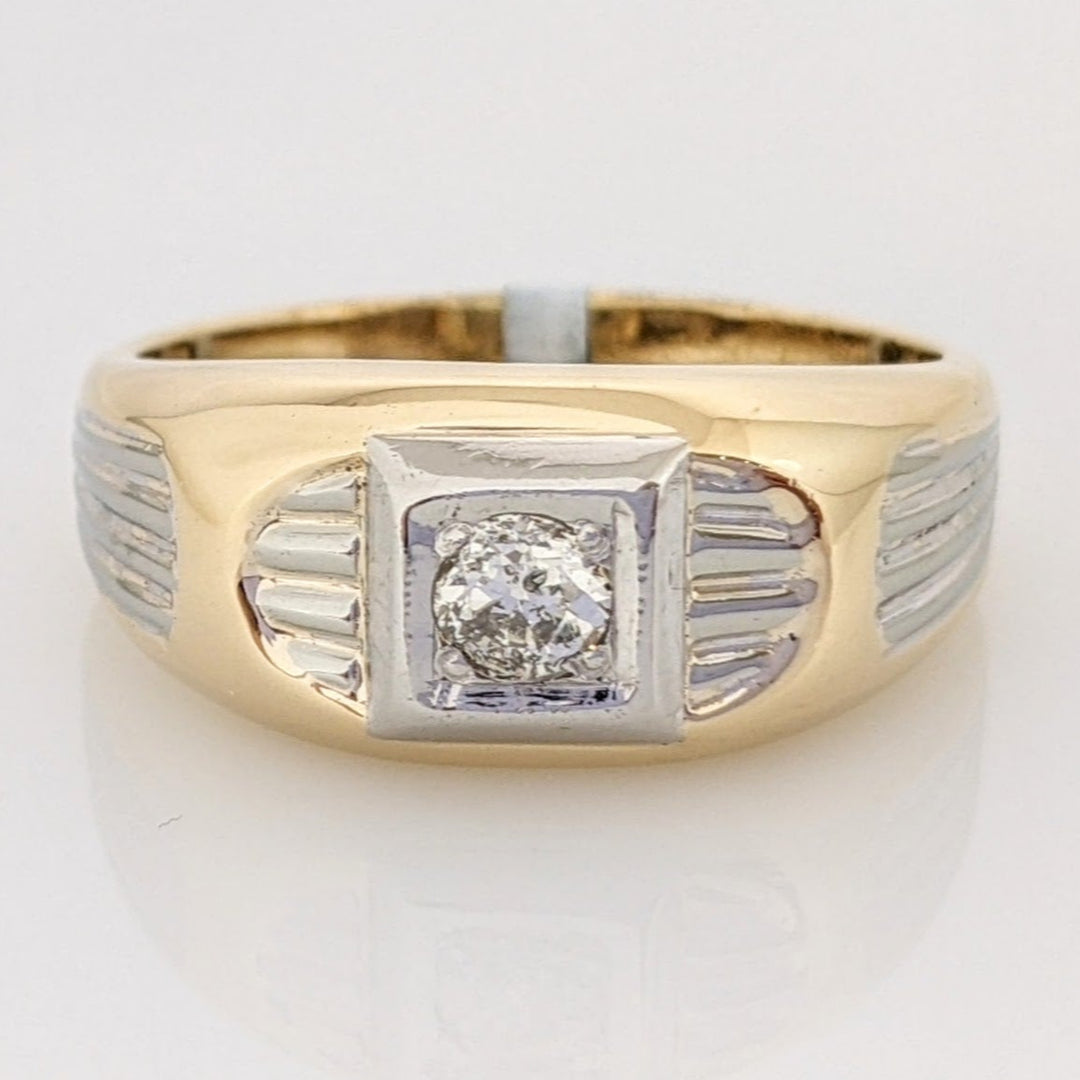 14K TWO-TONE .25 CARAT TOTAL I1 I DIAMOND ROUND SQUARE TOP ESTATE RING 6.9 GRAMS