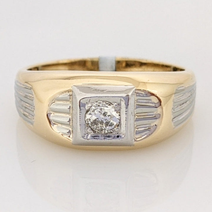 14K TWO-TONE .25 CARAT TOTAL I1 I DIAMOND ROUND SQUARE TOP ESTATE RING 6.9 GRAMS