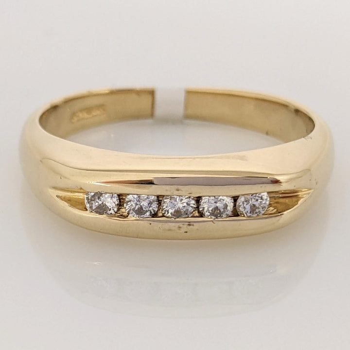 14K .30 CARAT TOTAL WEIGHT SI2-I1 G-H DIAMOND ROUND (5) CHANNEL SET ESTATE BAND 6.6 GRAMS