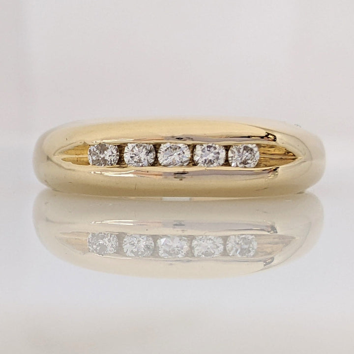 14K .30 CARAT TOTAL WEIGHT SI2-I1 G-H DIAMOND ROUND (5) CHANNEL SET ESTATE BAND 6.6 GRAMS