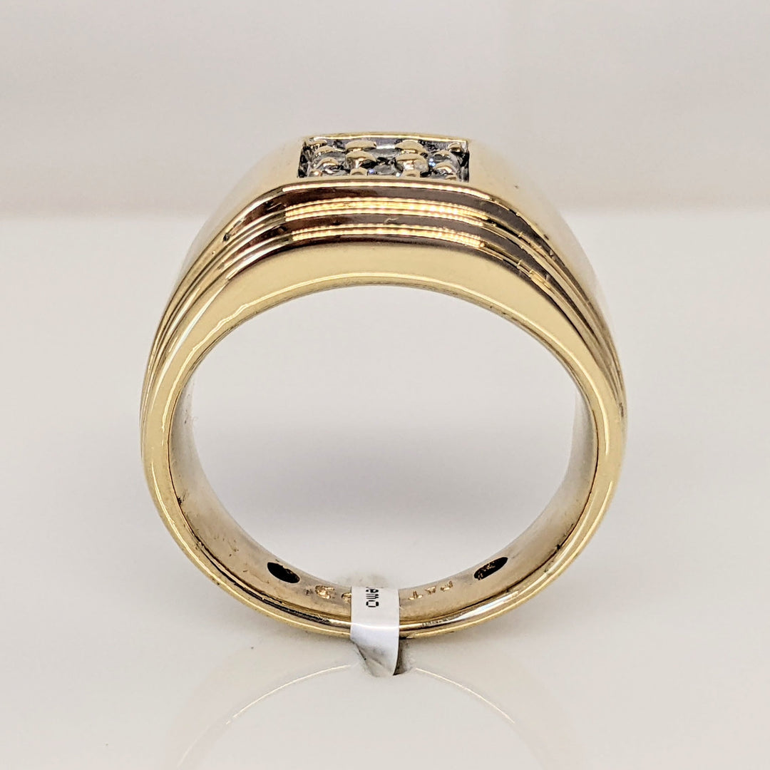 10K DIAMOND ROUND (9) PROMOIONAL 3-ROW ESTATE RING 7.6 GRAMS