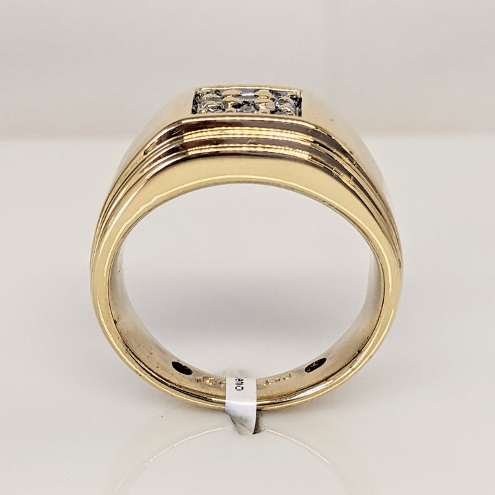 10K DIAMOND ROUND (9) PROMOIONAL 3-ROW ESTATE RING 7.6 GRAMS