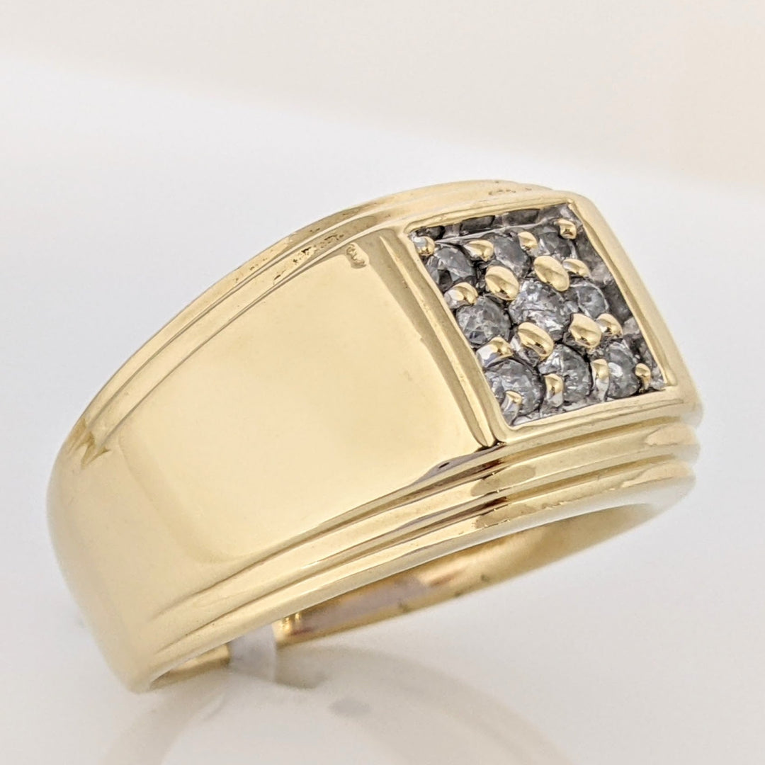 10K DIAMOND ROUND (9) PROMOIONAL 3-ROW ESTATE RING 7.6 GRAMS