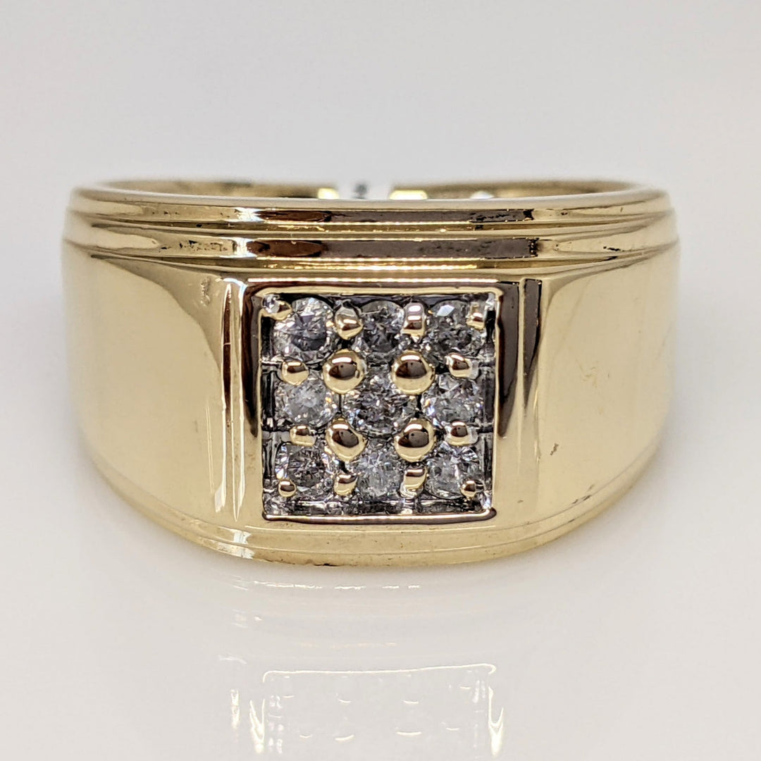 10K DIAMOND ROUND (9) PROMOIONAL 3-ROW ESTATE RING 7.6 GRAMS