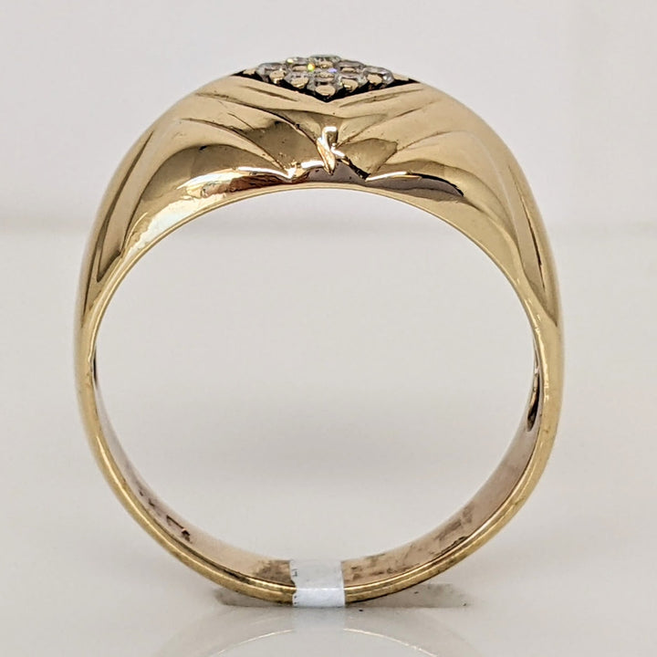 14K .13 CARAT TOTAL WEIGHT SI2 H DIAMOND ROUND (9) SQUARE TOP ESTATE RING 6.5 GRAMS