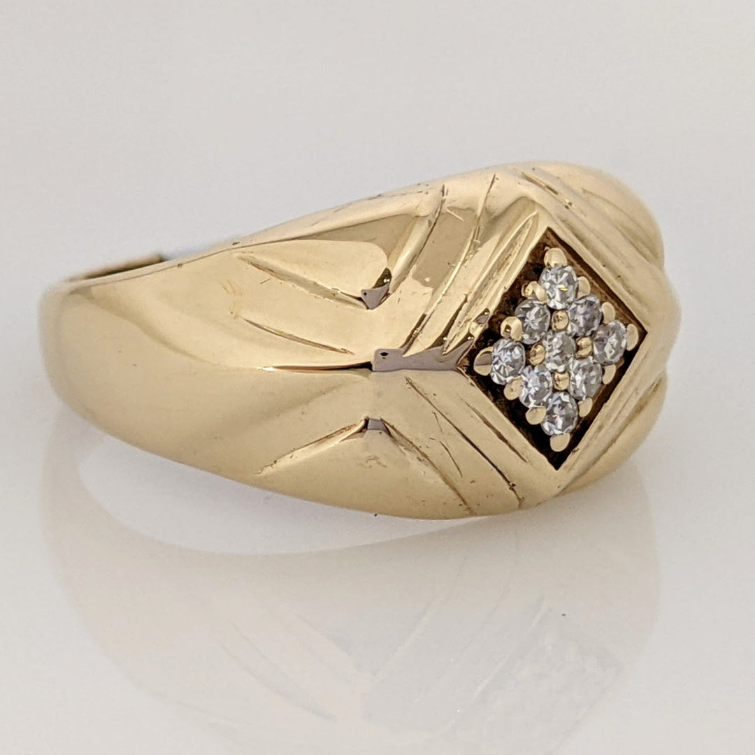 14K .13 CARAT TOTAL WEIGHT SI2 H DIAMOND ROUND (9) SQUARE TOP ESTATE RING 6.5 GRAMS