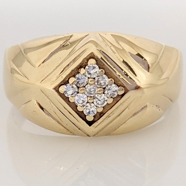 14K .13 CARAT TOTAL WEIGHT SI2 H DIAMOND ROUND (9) SQUARE TOP ESTATE RING 6.5 GRAMS