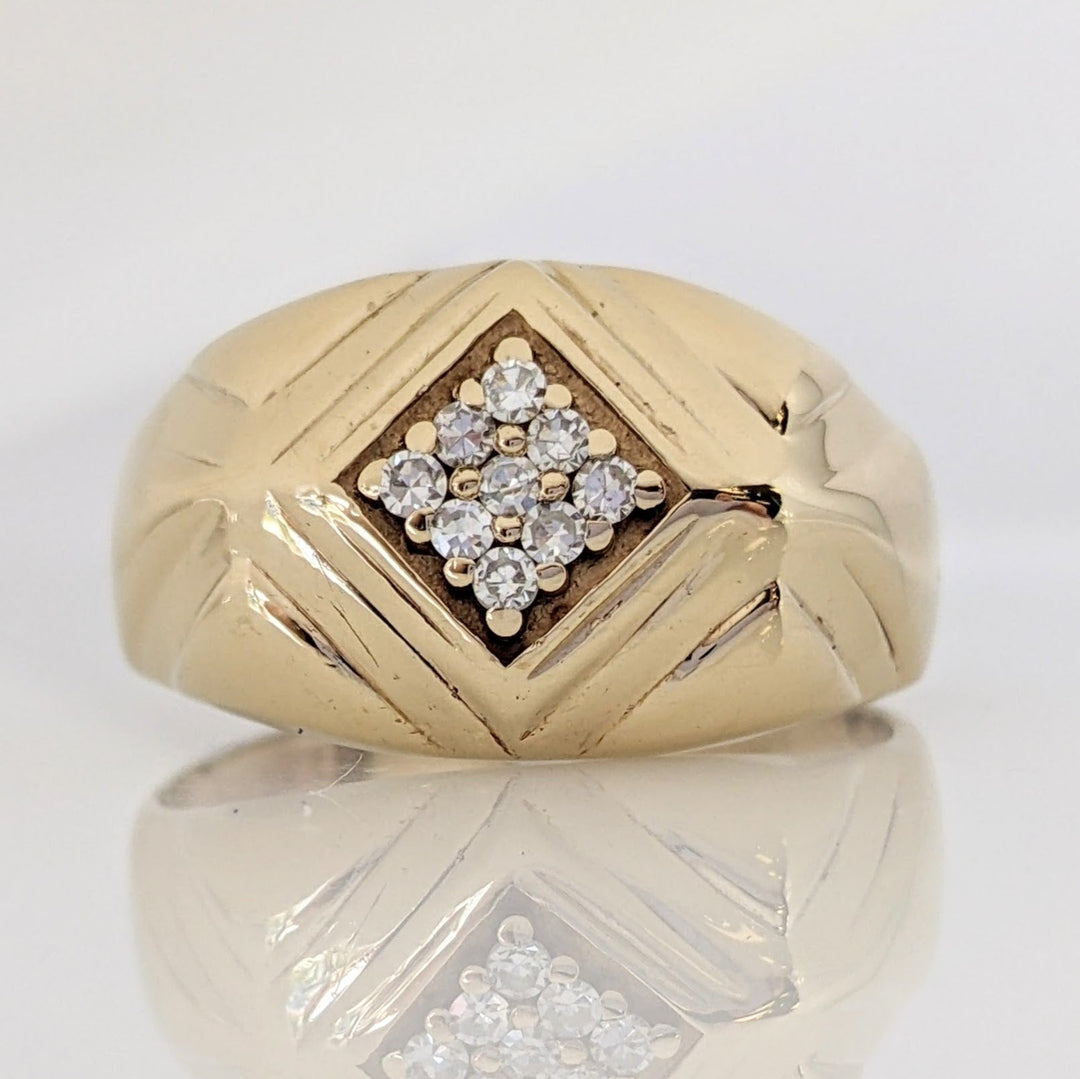 14K .13 CARAT TOTAL WEIGHT SI2 H DIAMOND ROUND (9) SQUARE TOP ESTATE RING 6.5 GRAMS