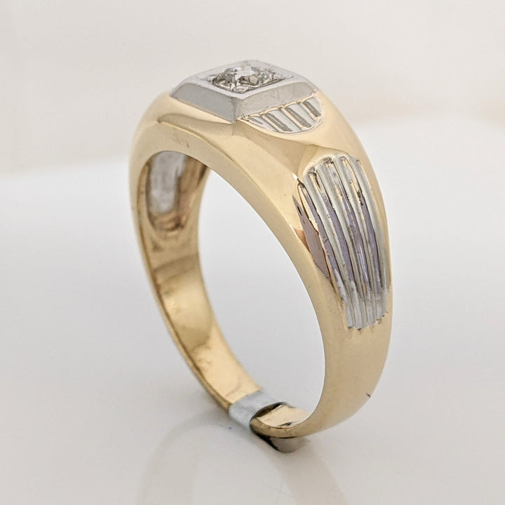 14K TWO-TONE .25 CARAT TOTAL I1 I DIAMOND ROUND SQUARE TOP ESTATE RING 6.9 GRAMS