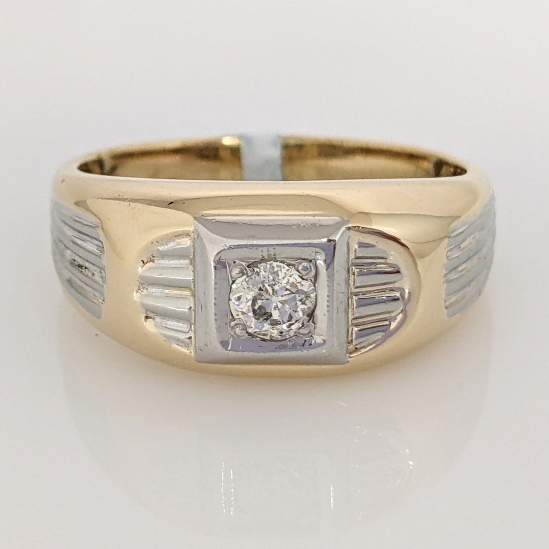 14K TWO-TONE .25 CARAT TOTAL I1 I DIAMOND ROUND SQUARE TOP ESTATE RING 6.9 GRAMS