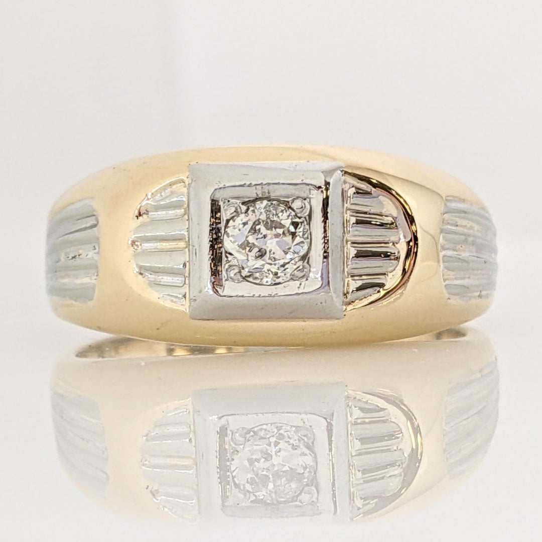 14K TWO-TONE .25 CARAT TOTAL I1 I DIAMOND ROUND SQUARE TOP ESTATE RING 6.9 GRAMS