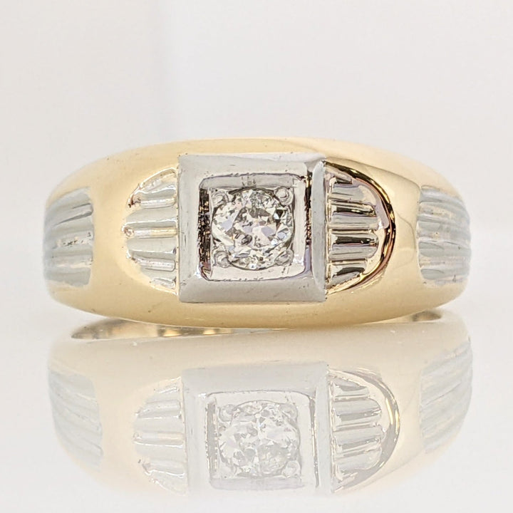 14K TWO-TONE .25 CARAT TOTAL I1 I DIAMOND ROUND SQUARE TOP ESTATE RING 6.9 GRAMS