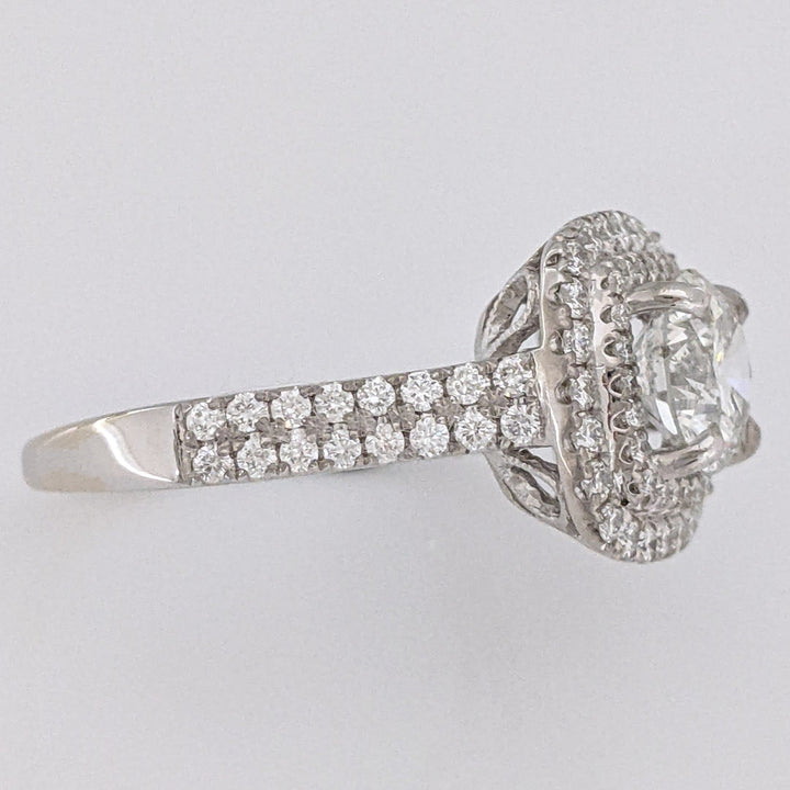 18K WHITE 1.29 CARAT TOTAL SI3 H DIAMOND ROUND WITH .67 DIAMOND TOTAL WEIGHT HALO ESTATE RING 4.2 GRAMS