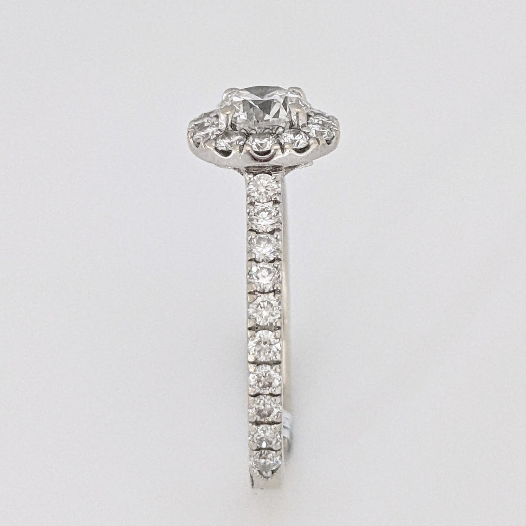 14K WHITE 1.37 CARAT TOTAL WEIGHT SI2 F DIAMOND ROUND (55) ESTATE "NEIL LANE" HALO RING 3.2 GRAMS