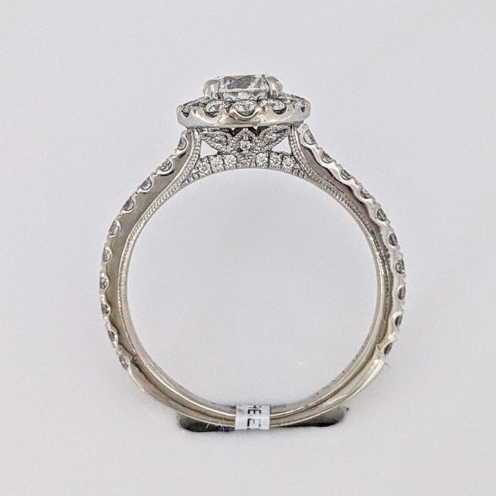 14K WHITE 1.37 CARAT TOTAL WEIGHT SI2 F DIAMOND ROUND (55) ESTATE "NEIL LANE" HALO RING 3.2 GRAMS