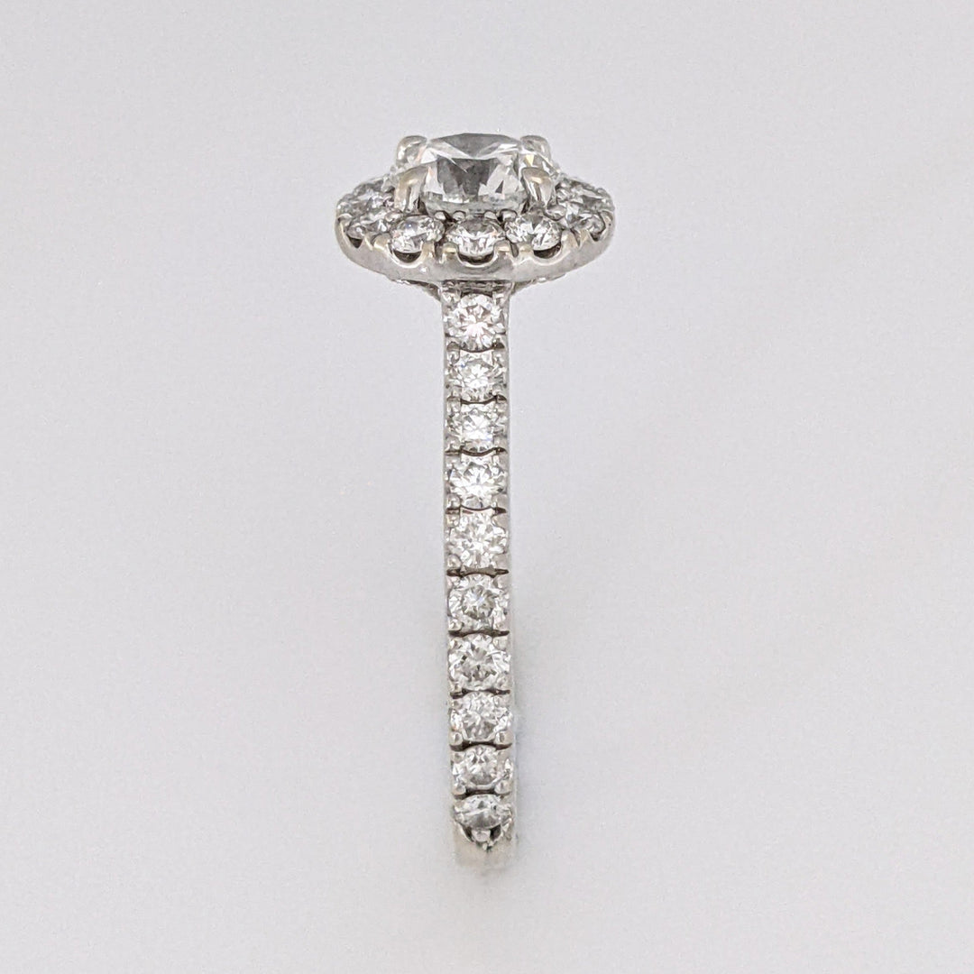 14K WHITE 1.37 CARAT TOTAL WEIGHT SI2 F DIAMOND ROUND (55) ESTATE "NEIL LANE" HALO RING 3.2 GRAMS