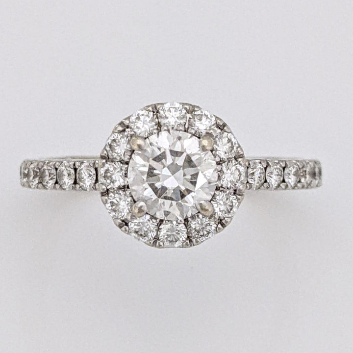 14K WHITE 1.37 CARAT TOTAL WEIGHT SI2 F DIAMOND ROUND (55) ESTATE "NEIL LANE" HALO RING 3.2 GRAMS