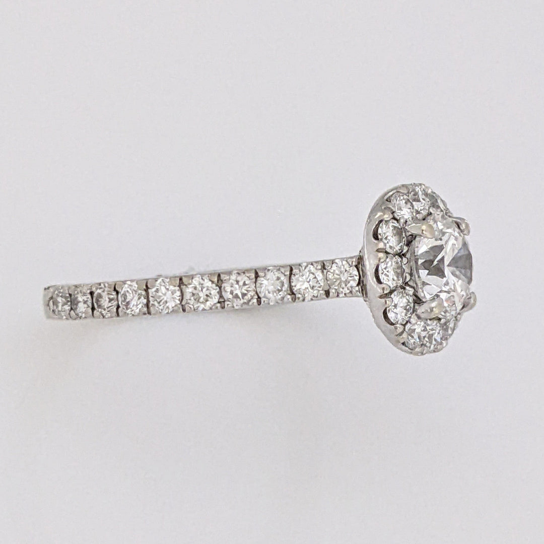 14K WHITE 1.37 CARAT TOTAL WEIGHT SI2 F DIAMOND ROUND (55) ESTATE "NEIL LANE" HALO RING 3.2 GRAMS