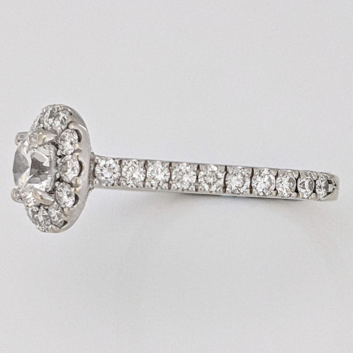 14K WHITE 1.37 CARAT TOTAL WEIGHT SI2 F DIAMOND ROUND (55) ESTATE "NEIL LANE" HALO RING 3.2 GRAMS