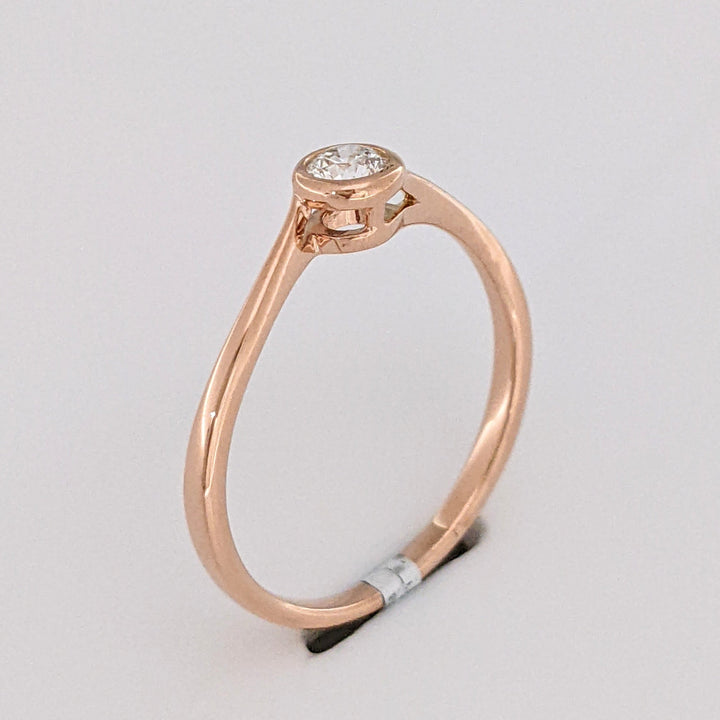 10K ROSE .20 CARAT TOTAL VS2 I DIAMOND ROUND BYPASS BEZEL ESTATE RING 1.5 GRAMS