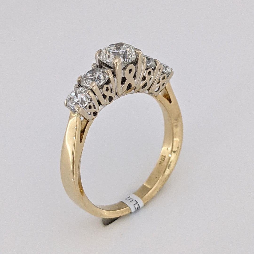 18K 1.95 CARAT TOTAL WEIGHT VVS2 F DIAMOND ROUND (5) ESTATE RING 4.9 GRAMS