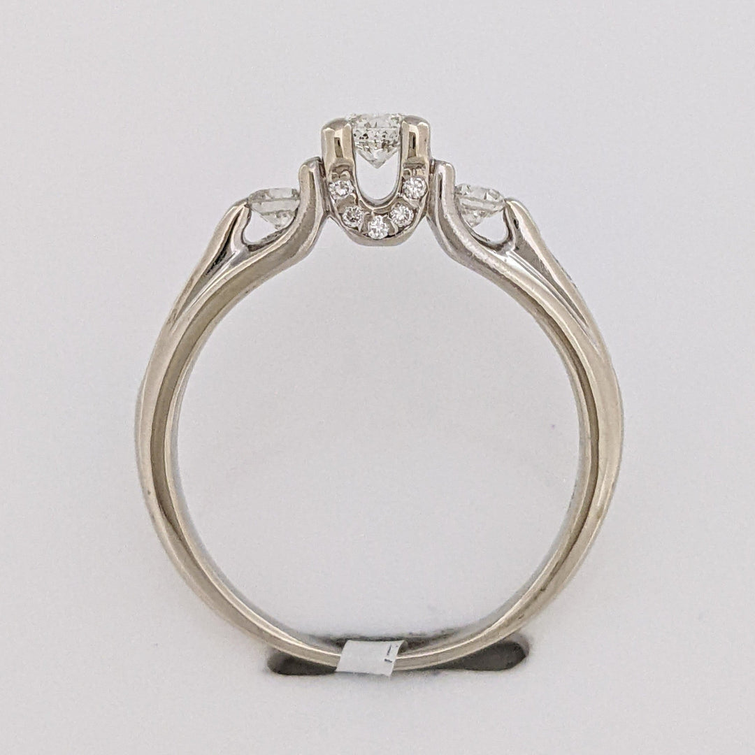 14K WHITE .46 CARAT TOTAL WEIGHT SI2 H DIAMOND ROUND (13) TRINITY ESTATE RING 3.2G