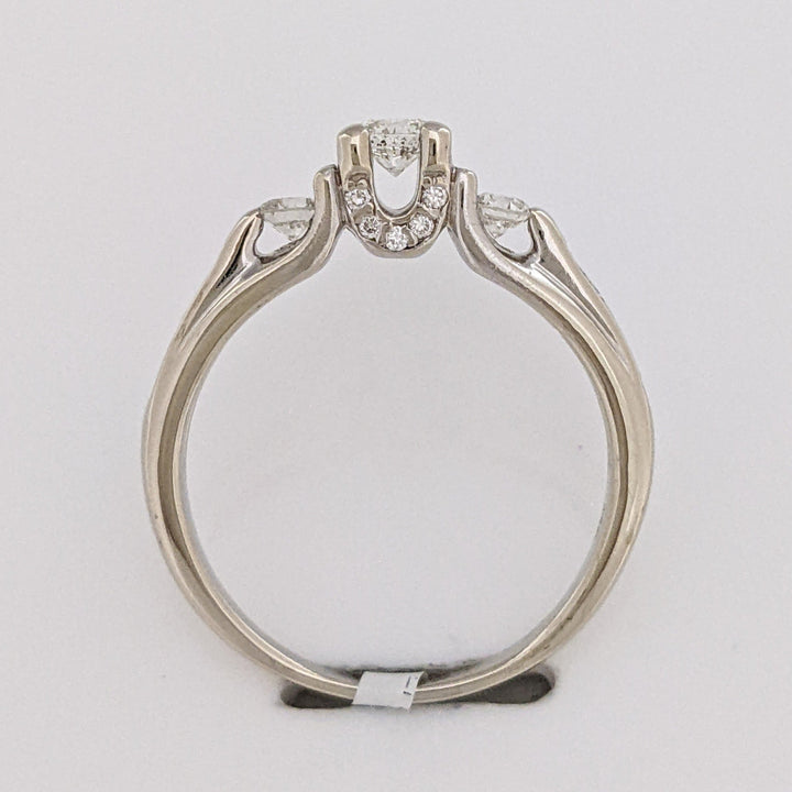 14K WHITE .46 CARAT TOTAL WEIGHT SI2 H DIAMOND ROUND (13) TRINITY ESTATE RING 3.2G