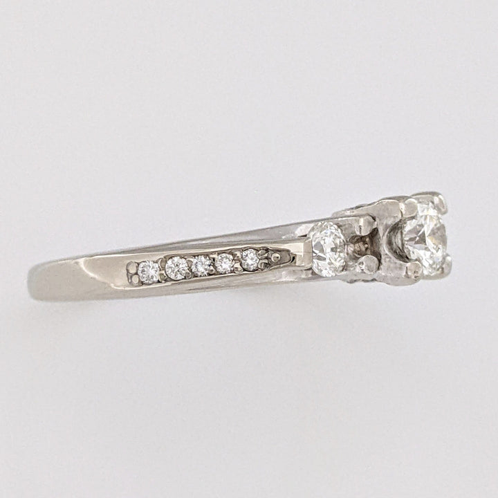14K WHITE .46 CARAT TOTAL WEIGHT SI2 H DIAMOND ROUND (13) TRINITY ESTATE RING 3.2G