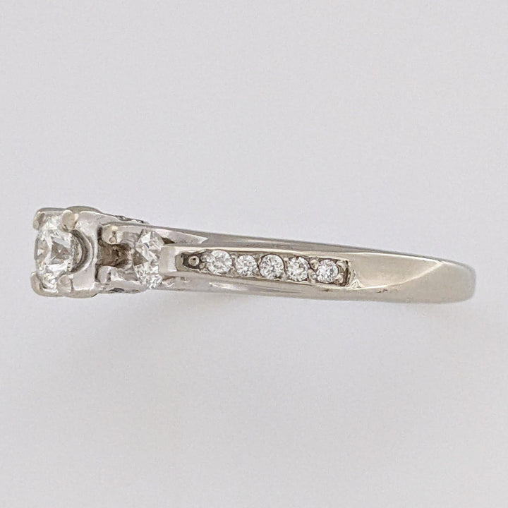 14K WHITE .46 CARAT TOTAL WEIGHT SI2 H DIAMOND ROUND (13) TRINITY ESTATE RING 3.2G