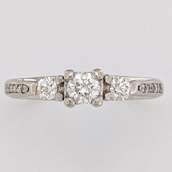 14K WHITE .46 CARAT TOTAL WEIGHT SI2 H DIAMOND ROUND (13) TRINITY ESTATE RING 3.2G