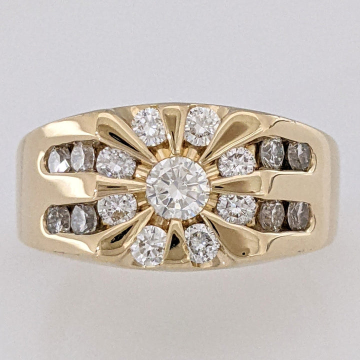14K 1.02 CARAT TOTAL WEIGHT SI1-SI2 H DIAMOND ROUND (17) CHANNEL CLUSTER ESTATE RING 8.9 GRAMS