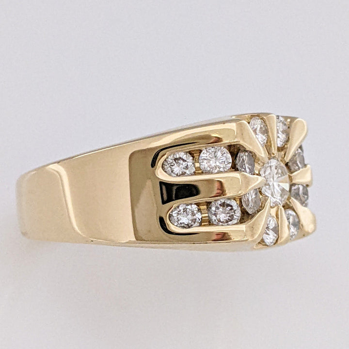 14K 1.02 CARAT TOTAL WEIGHT SI1-SI2 H DIAMOND ROUND (17) CHANNEL CLUSTER ESTATE RING 8.9 GRAMS