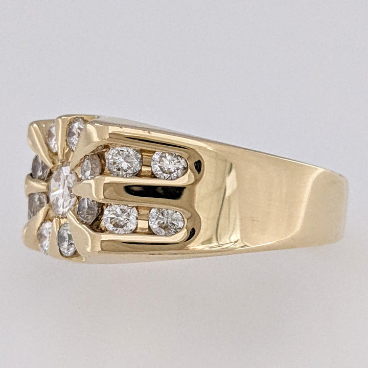 14K 1.02 CARAT TOTAL WEIGHT SI1-SI2 H DIAMOND ROUND (17) CHANNEL CLUSTER ESTATE RING 8.9 GRAMS
